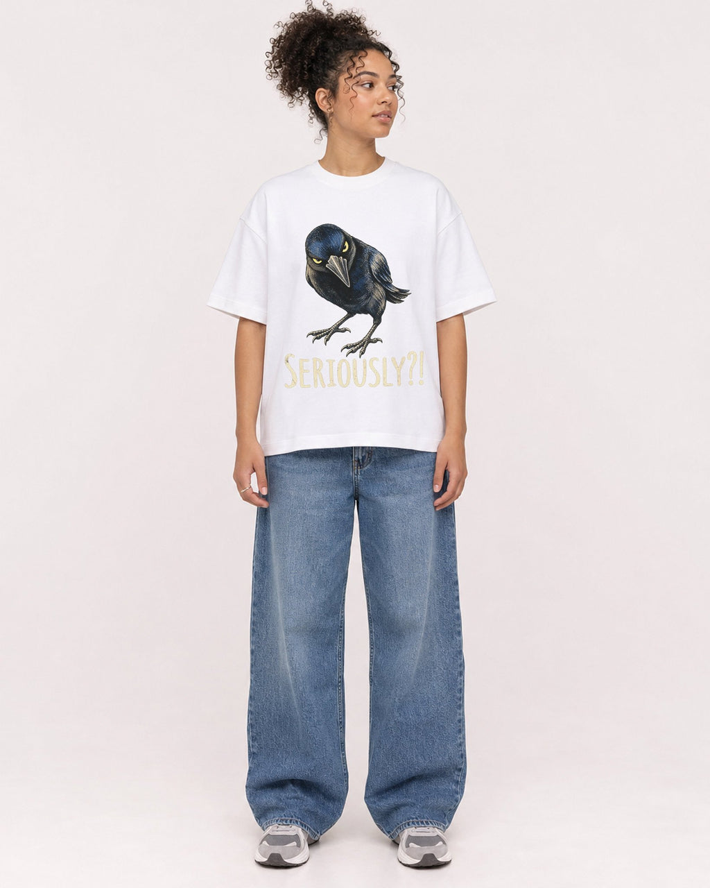 Mockup Boxy Heavyweight Tee White female full-body 20