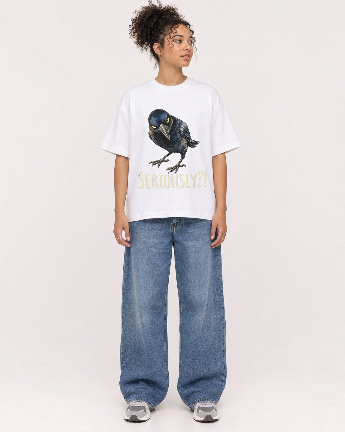 Mockup Boxy Heavyweight Tee White female full-body 20
