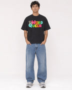 Mockup Boxy Heavyweight Tee Black male full-body 06