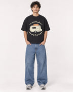 Mockup Boxy Heavyweight Tee Black male full-body 26