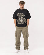 Mockup Boxy Heavyweight Tee Black male full-body 08