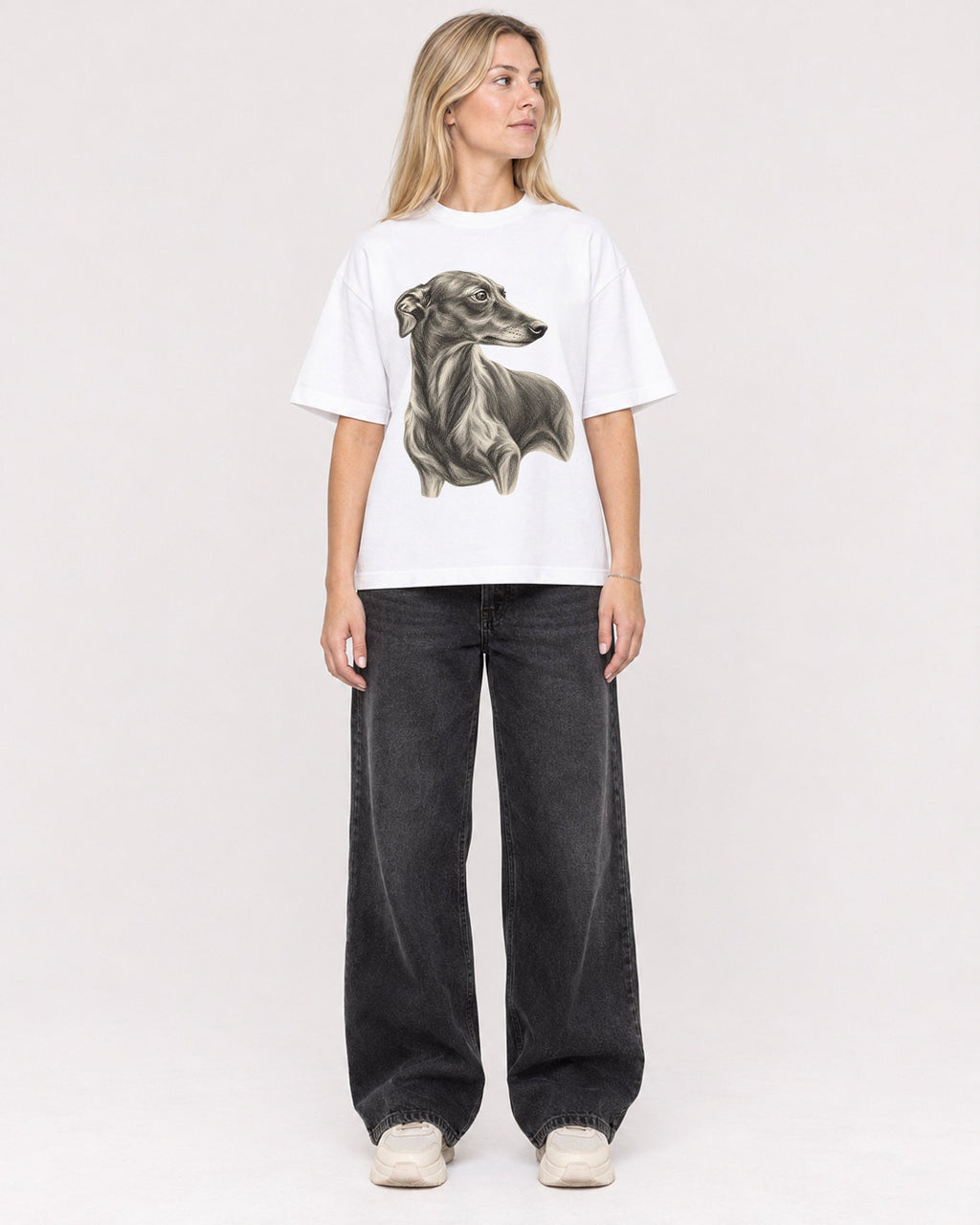 Mockup Boxy Heavyweight Tee White female full-body 08
