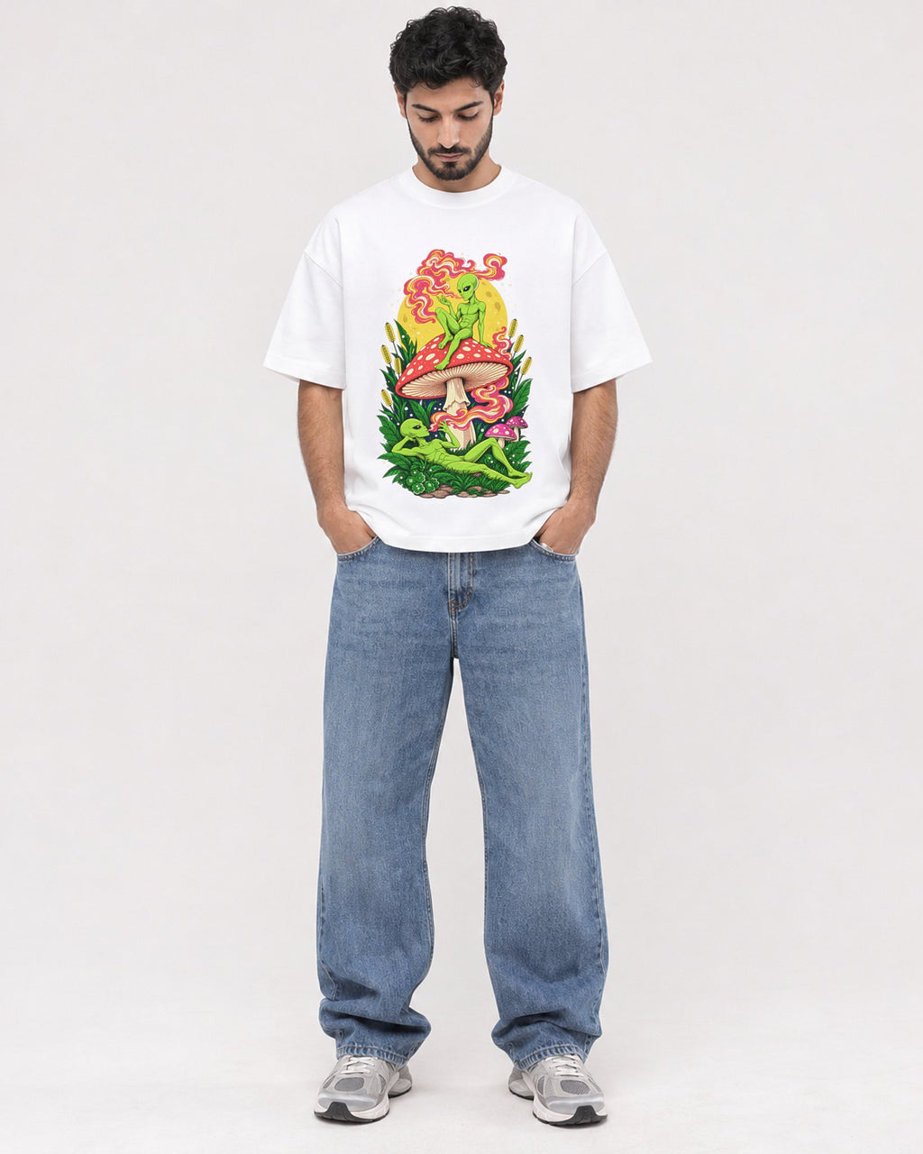 Mockup Boxy Heavyweight Tee White male full-body 07