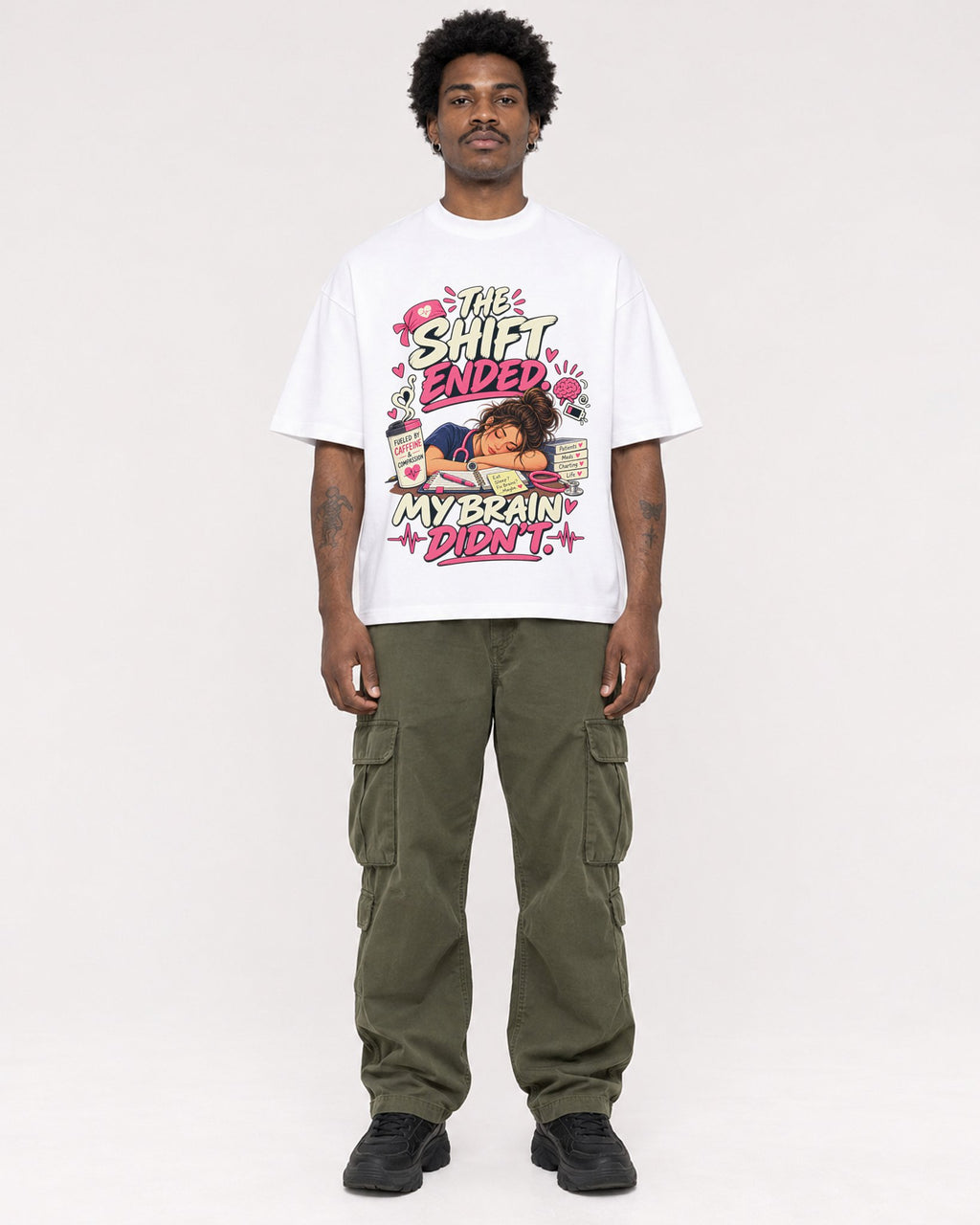 Mockup Boxy Heavyweight Tee White male full-body 24
