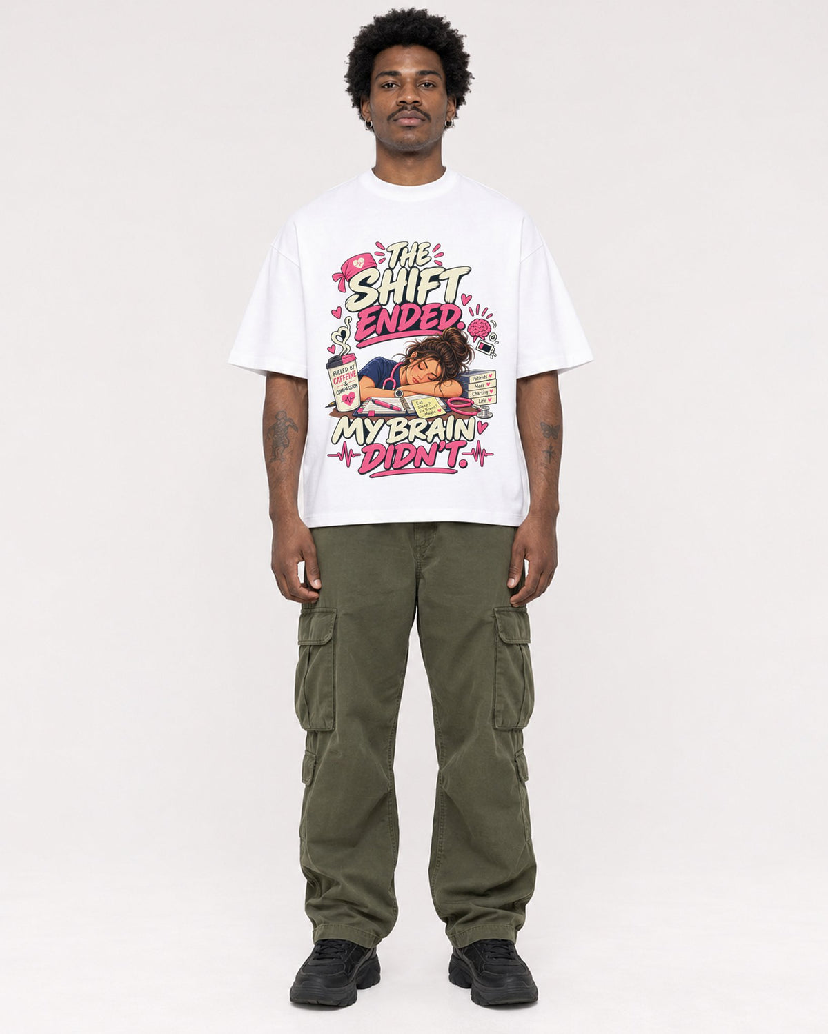 Mockup Boxy Heavyweight Tee White male full-body 24
