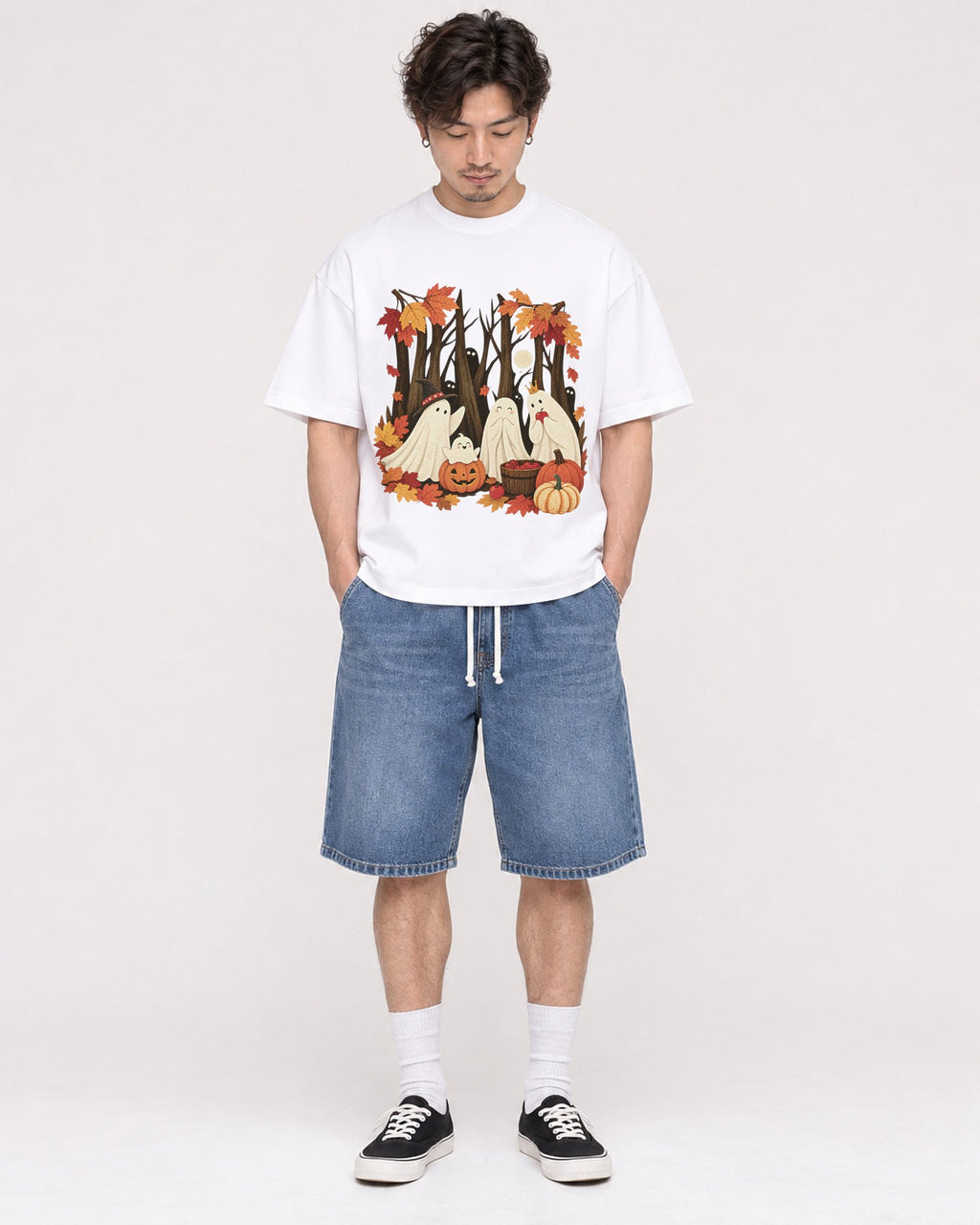 Mockup Boxy Heavyweight Tee White male full-body 03