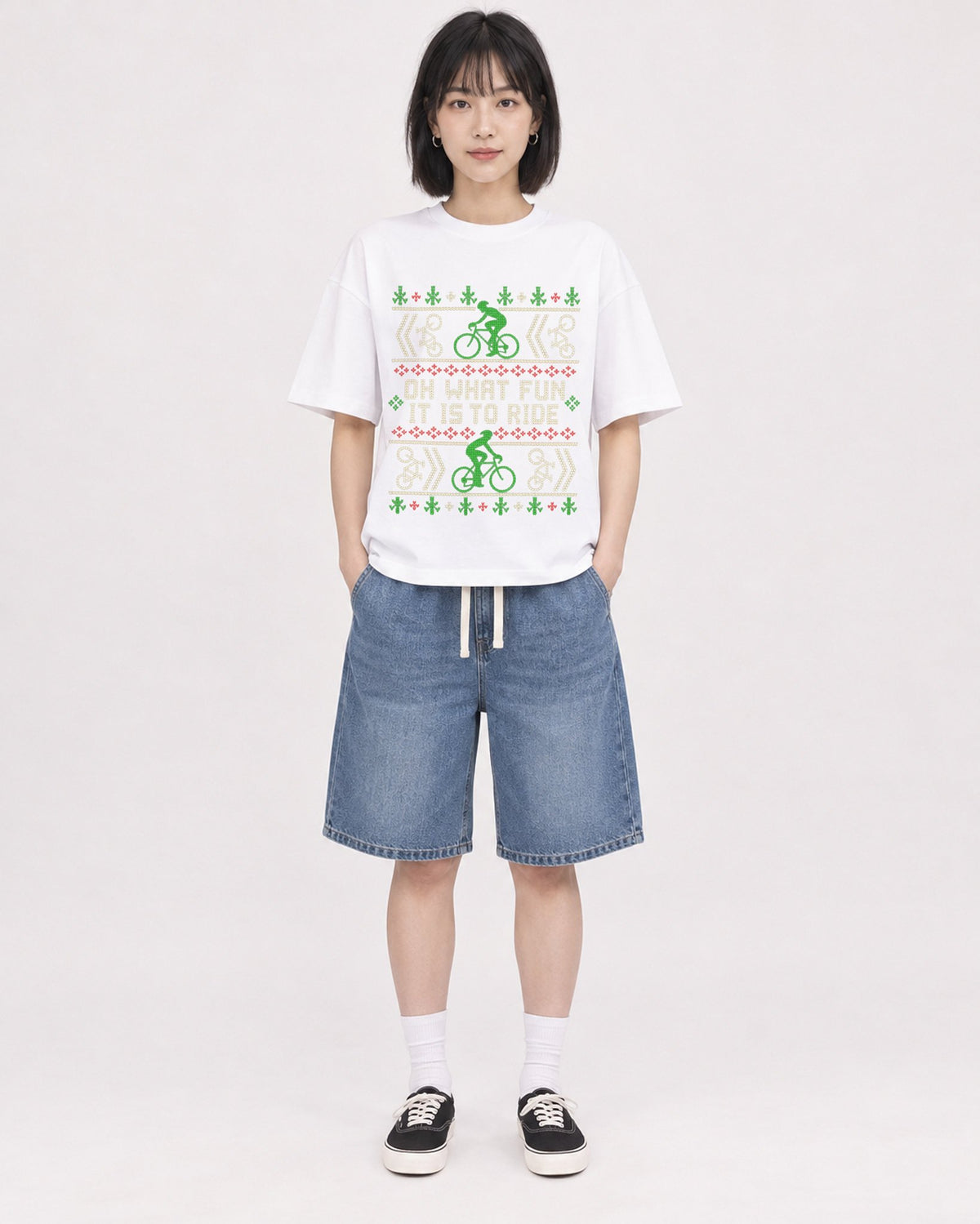 Mockup Boxy Heavyweight Tee White female full-body 11