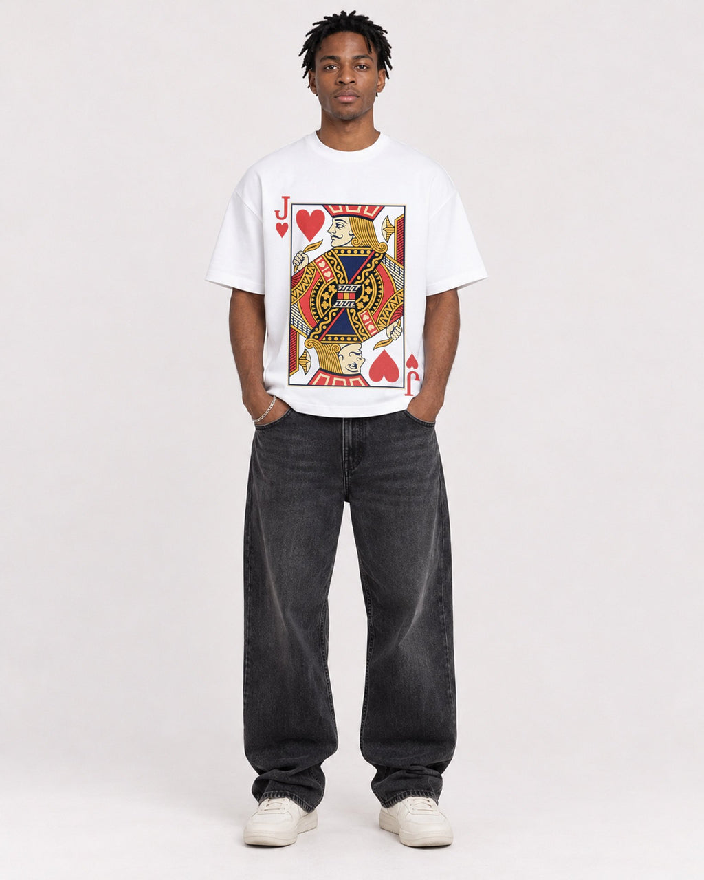 Mockup Boxy Heavyweight Tee White male full-body 05