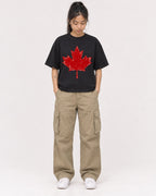 Mockup Boxy Heavyweight Tee Black female full-body 42