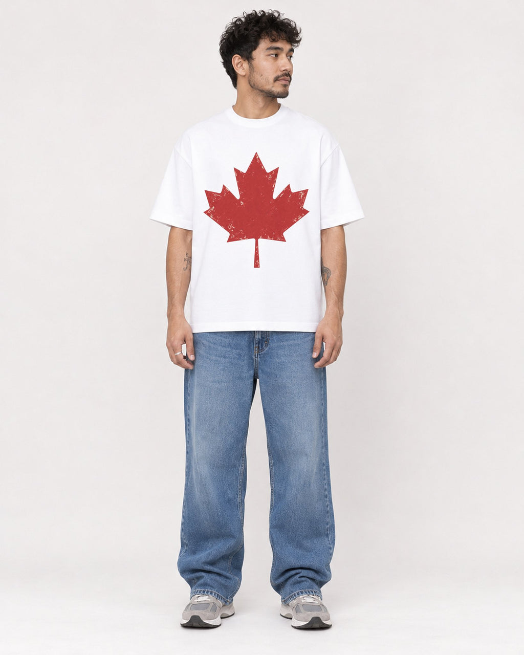 Mockup Boxy Heavyweight Tee White male full-body 42