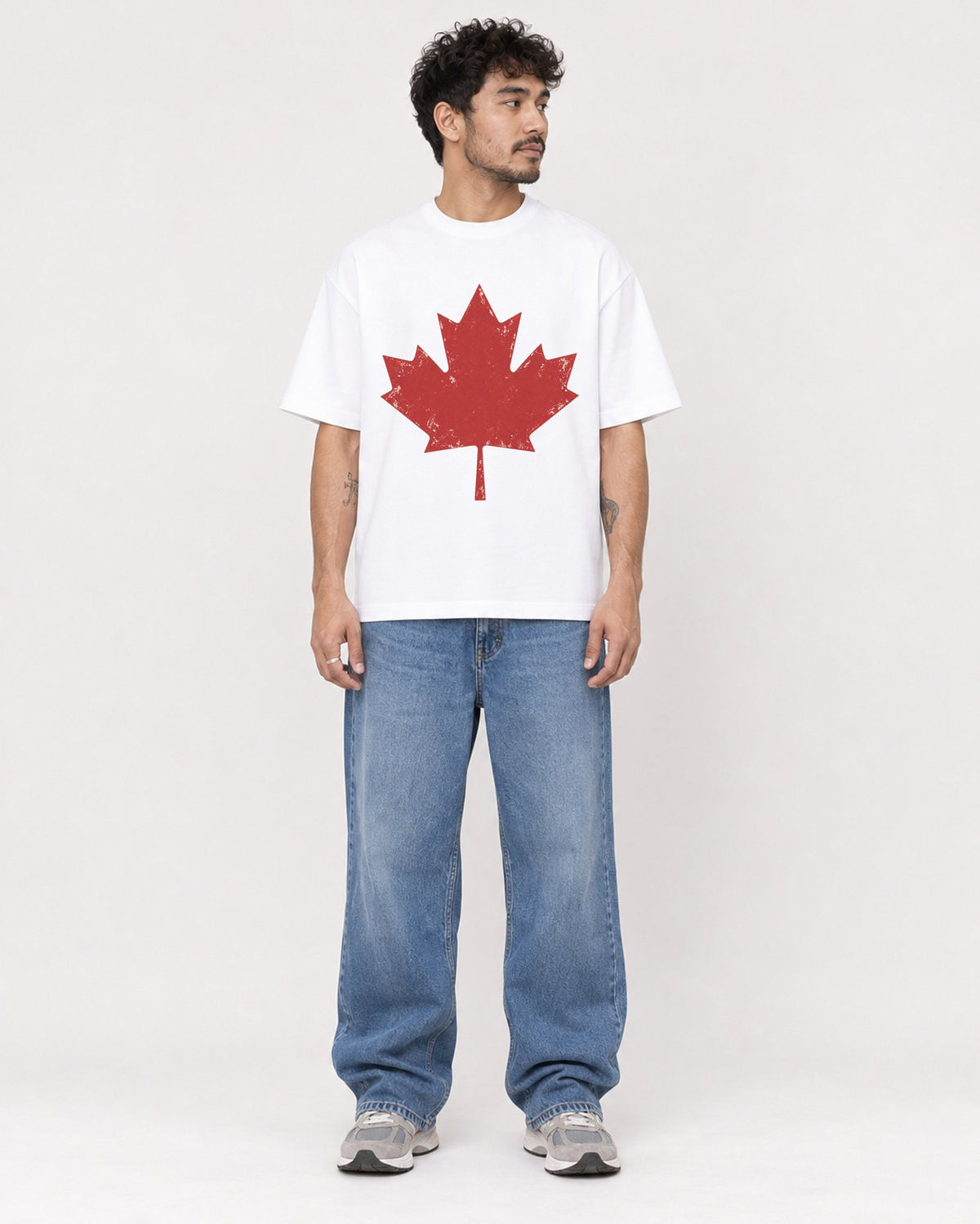 Mockup Boxy Heavyweight Tee White male full-body 42