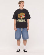 Mockup Boxy Heavyweight Tee Black male full-body 19