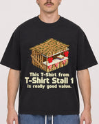 Mockup Boxy Heavyweight Tee Black male close-up 19
