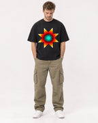 Mockup Boxy Heavyweight Tee Black male full-body 08