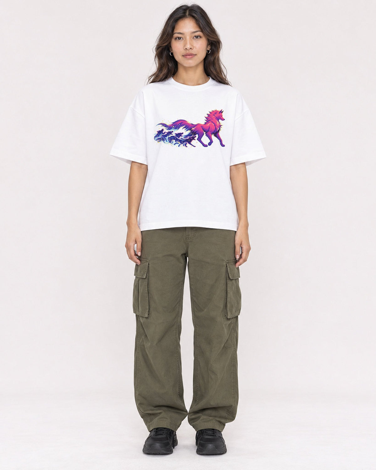 Mockup Boxy Heavyweight Tee White female full-body 02