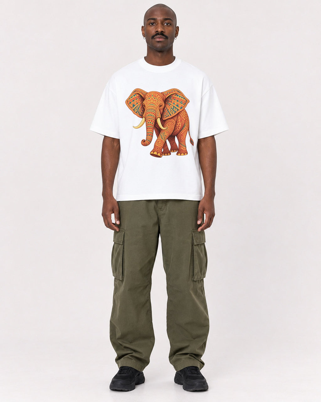 Mockup Boxy Heavyweight Tee White male full-body 44