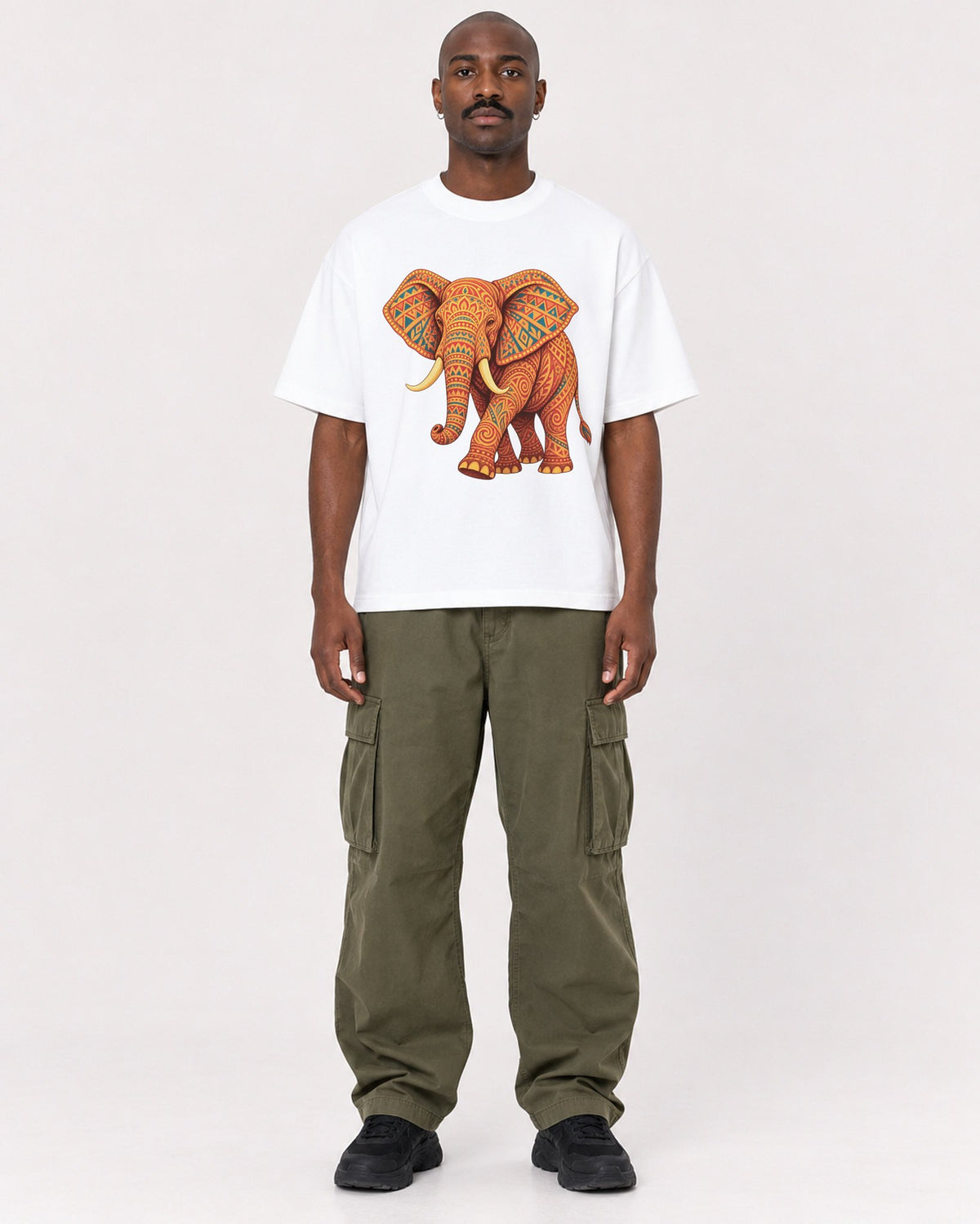 Mockup Boxy Heavyweight Tee White male full-body 44
