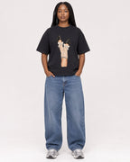 Mockup Boxy Heavyweight Tee Black female full-body 04