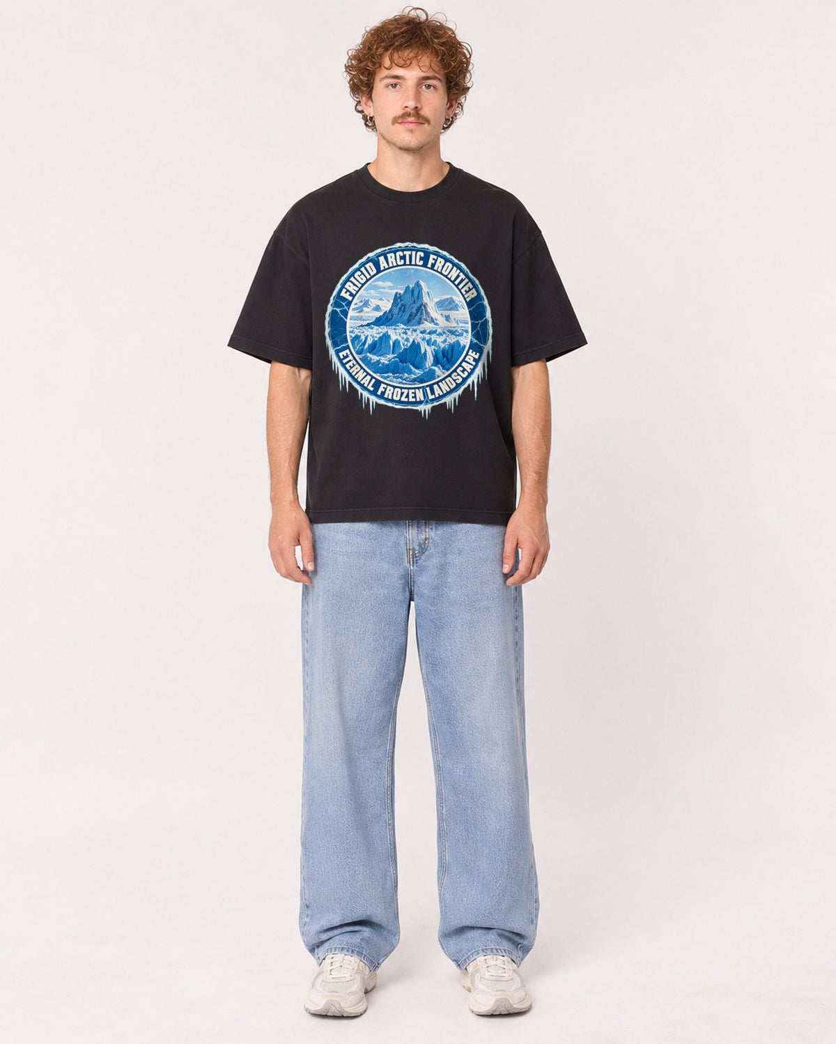 Mockup Boxy Heavyweight Tee Black male full-body 09