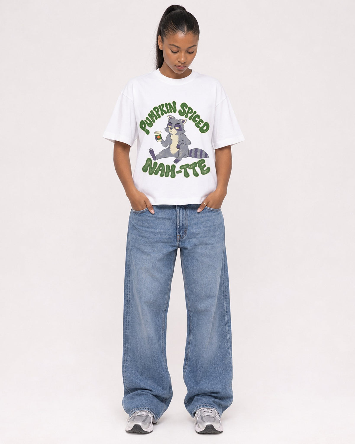 Mockup Boxy Heavyweight Tee White female full-body 25
