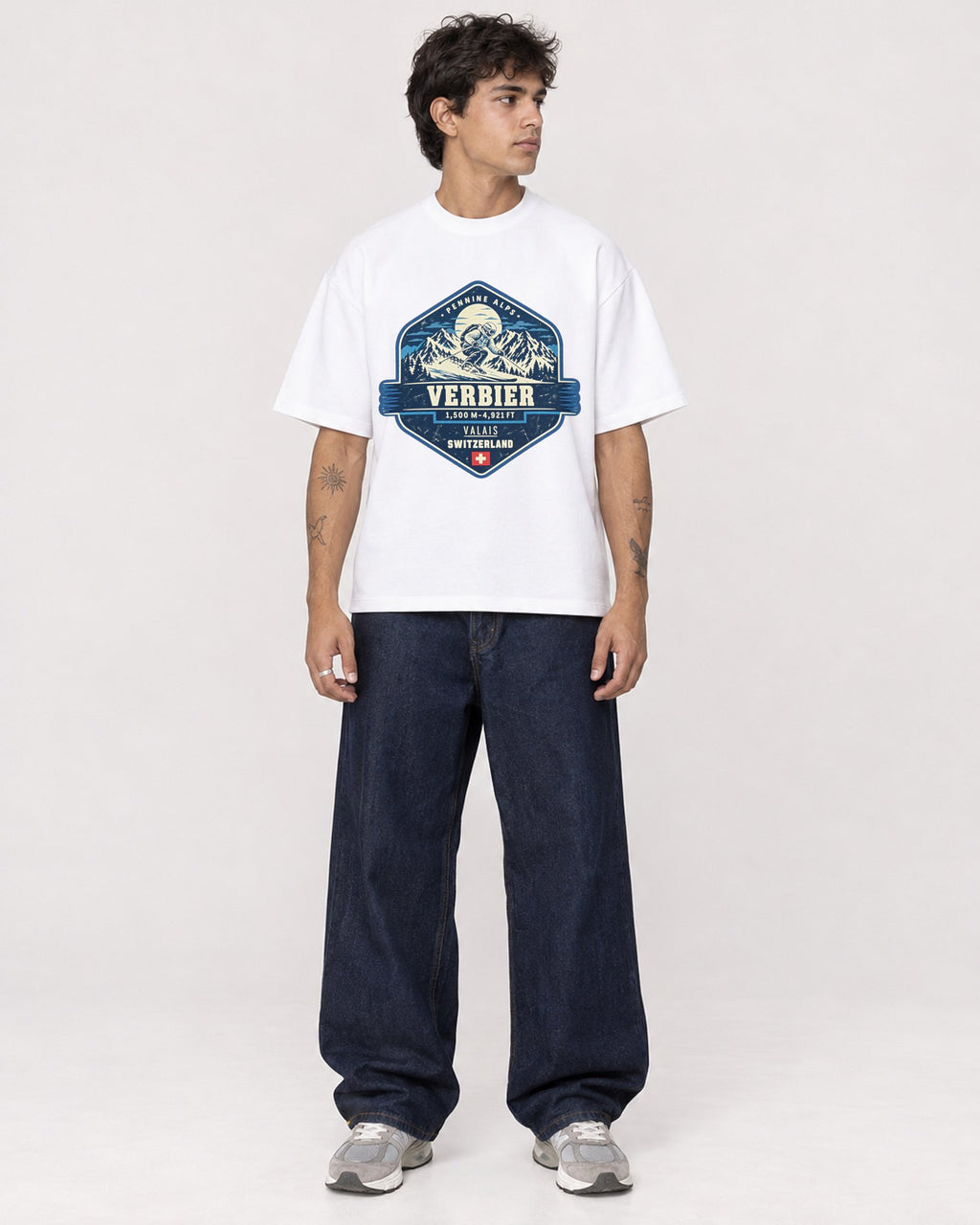 Mockup Boxy Heavyweight Tee White male full-body 06