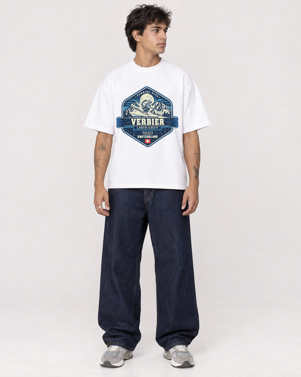 Mockup Boxy Heavyweight Tee White male full-body 06