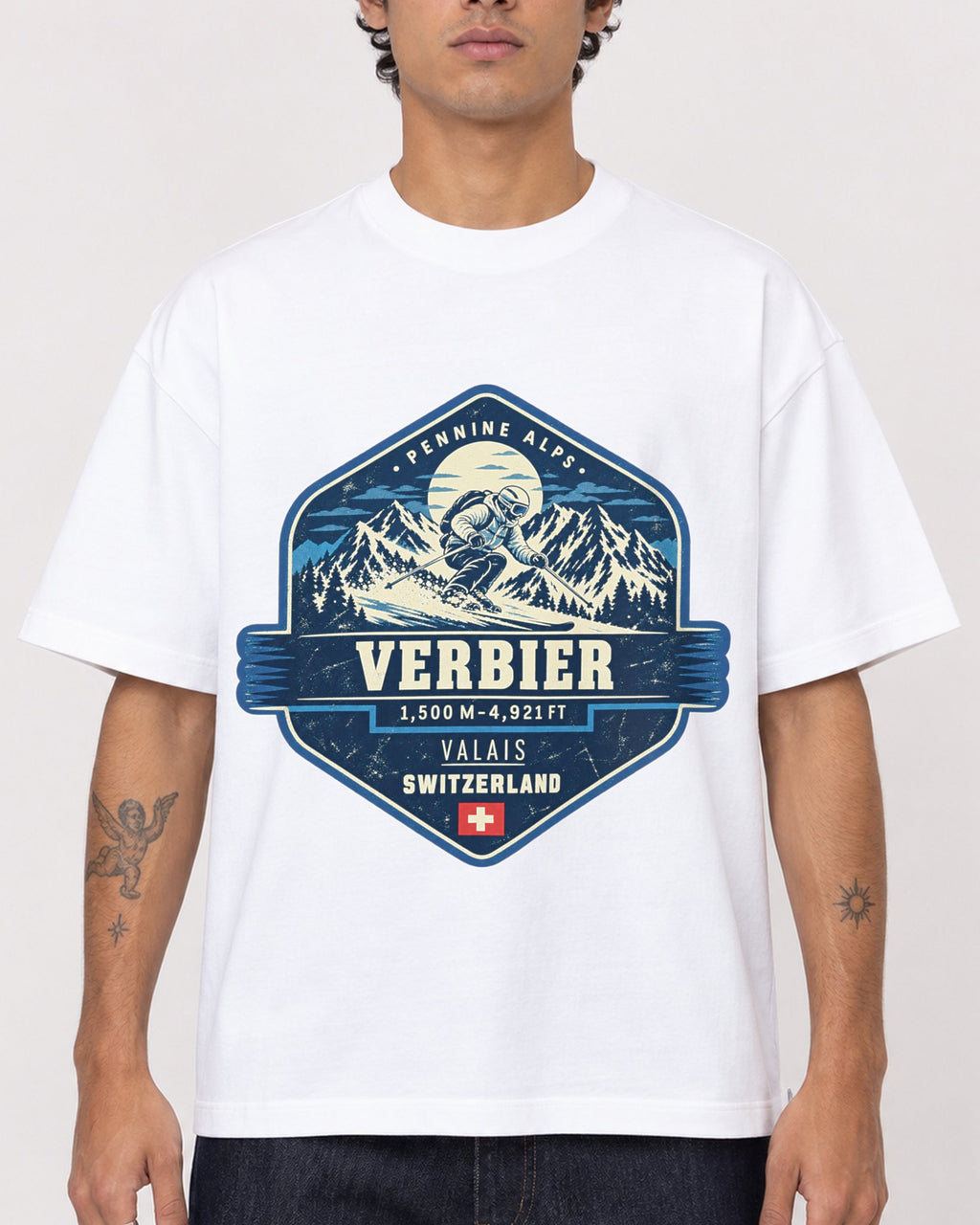 Mockup Boxy Heavyweight Tee White male close-up 06