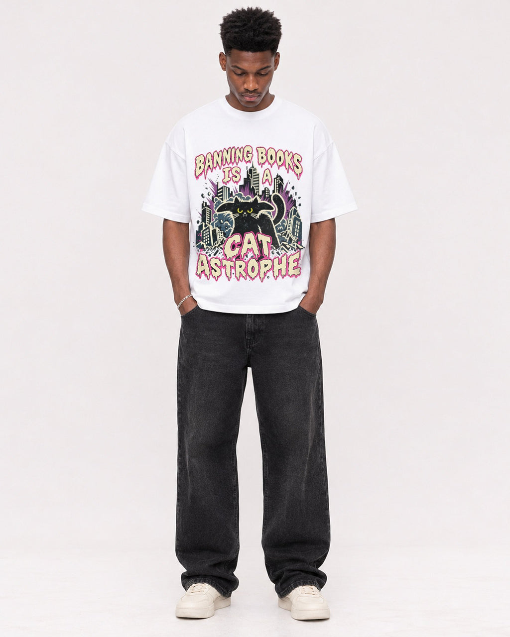 Mockup Boxy Heavyweight Tee White male full-body 15