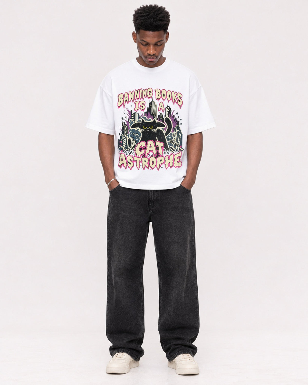 Mockup Boxy Heavyweight Tee White male full-body 15