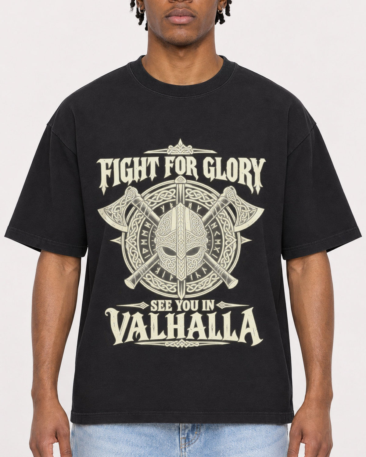 Mockup Boxy Heavyweight Tee Black male close-up 05