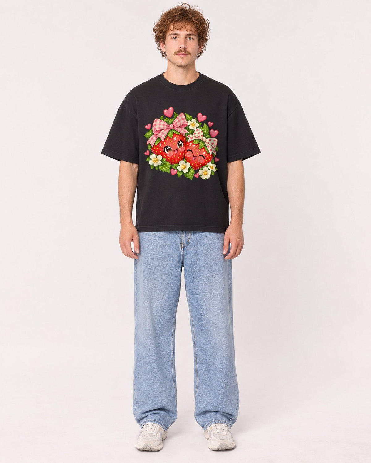 Mockup Boxy Heavyweight Tee Black male full-body 09