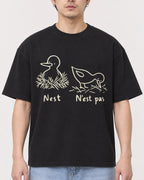 Mockup Boxy Heavyweight Tee Black male close-up 13