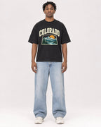 Mockup Boxy Heavyweight Tee Black male full-body 05
