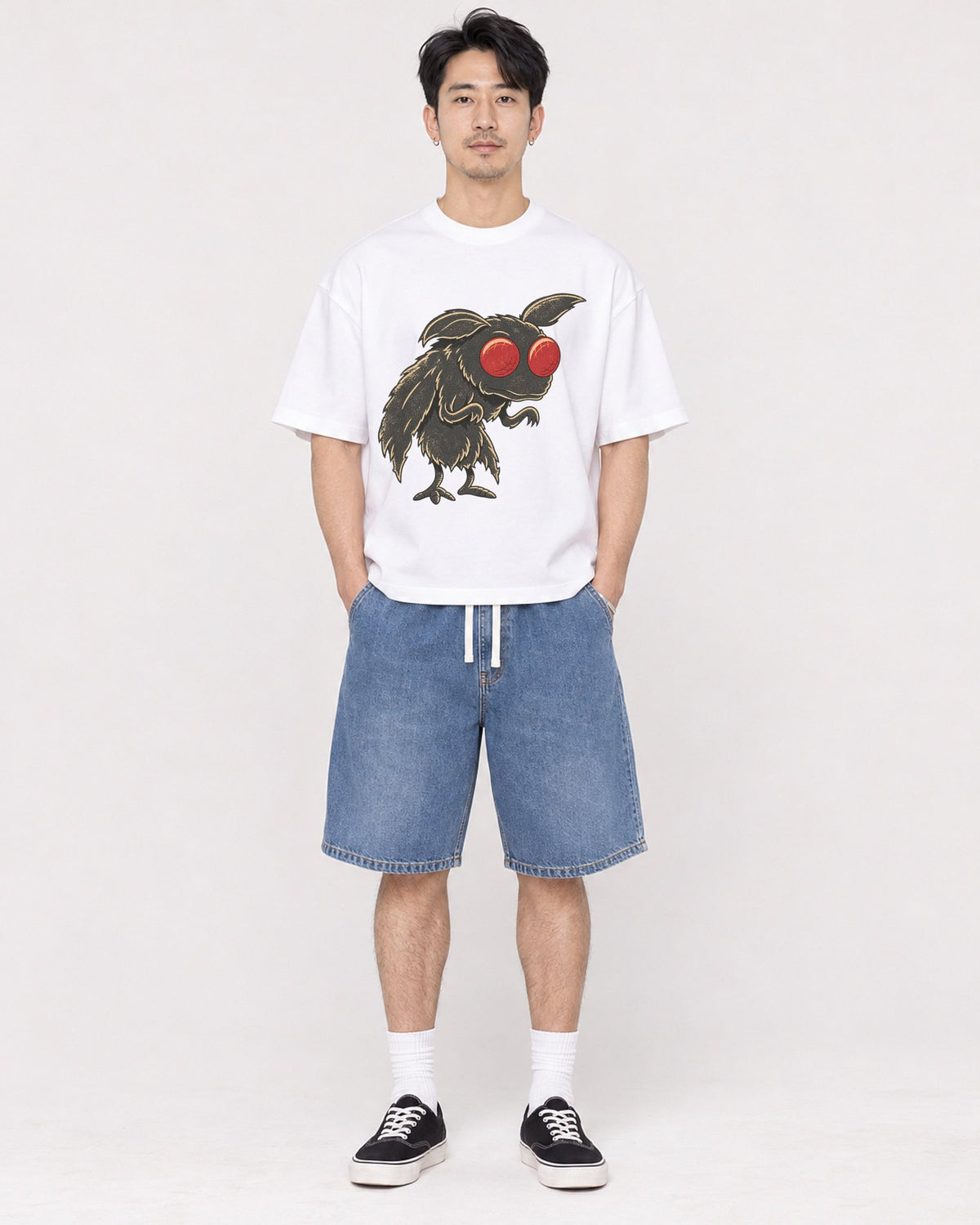 Mockup Boxy Heavyweight Tee White male full-body 13