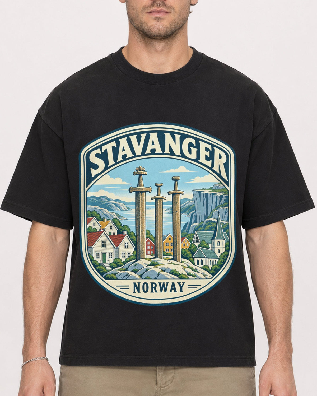 Mockup Boxy Heavyweight Tee Black male close-up 08