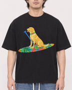 Mockup Boxy Heavyweight Tee Black male close-up 03