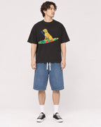 Mockup Boxy Heavyweight Tee Black male full-body 03