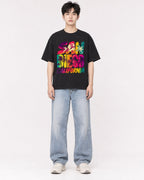 Mockup Boxy Heavyweight Tee Black male full-body 01