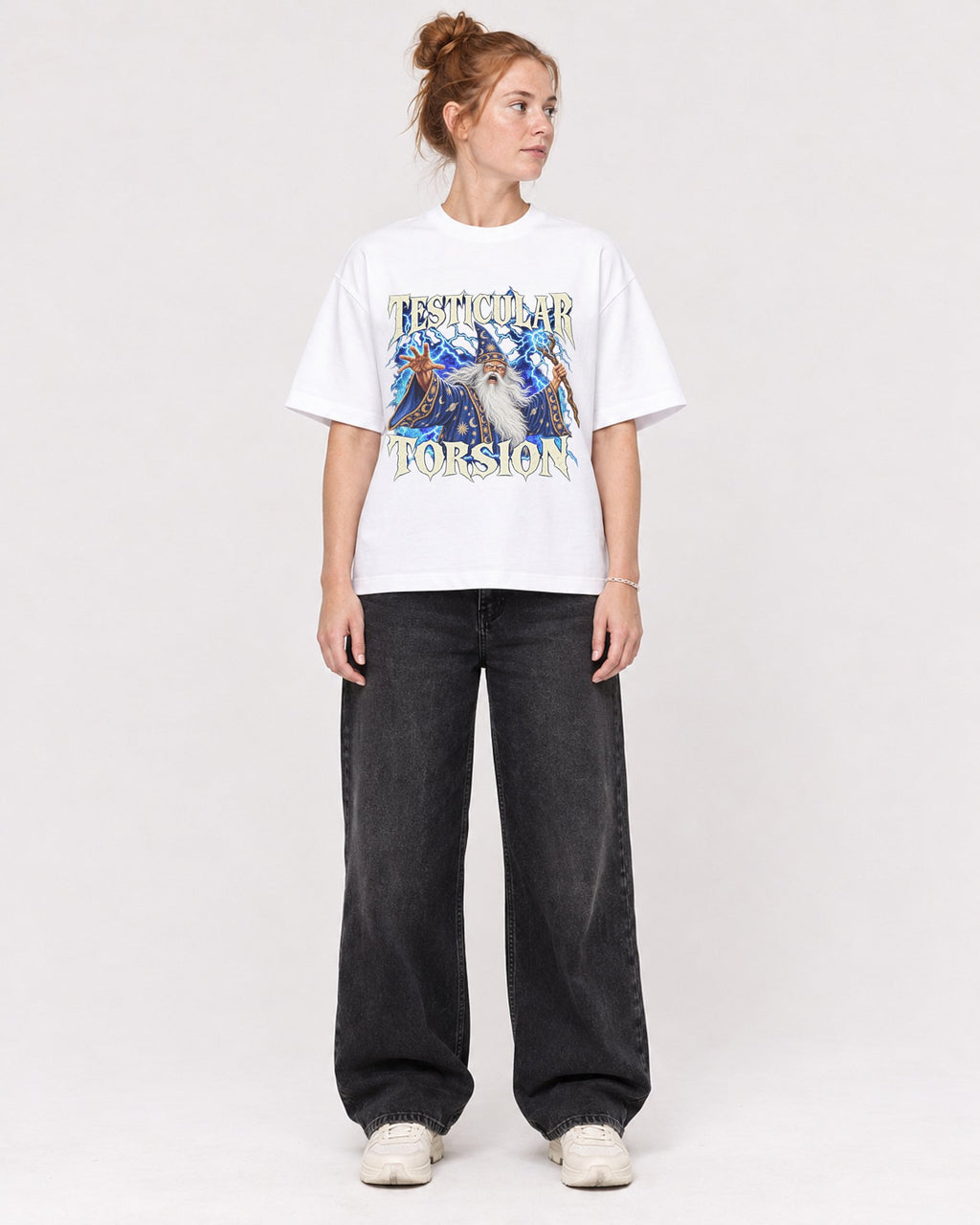 Mockup Boxy Heavyweight Tee White female full-body 28