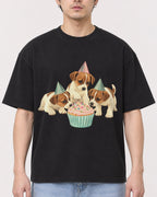 Mockup Boxy Heavyweight Tee Black male close-up 13