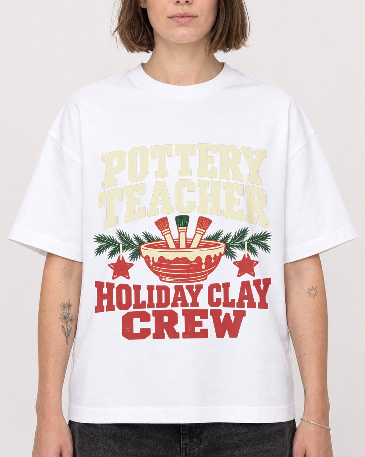 Mockup Boxy Heavyweight Tee White female close-up 18