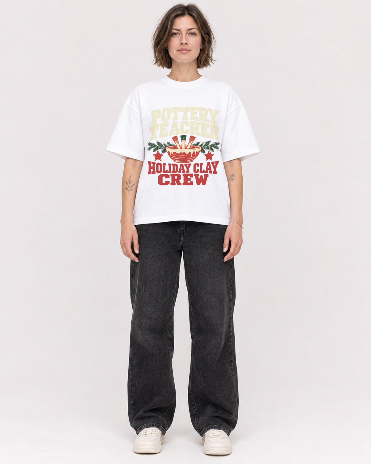 Mockup Boxy Heavyweight Tee White female full-body 18
