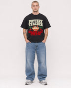 Mockup Boxy Heavyweight Tee Black male full-body 18