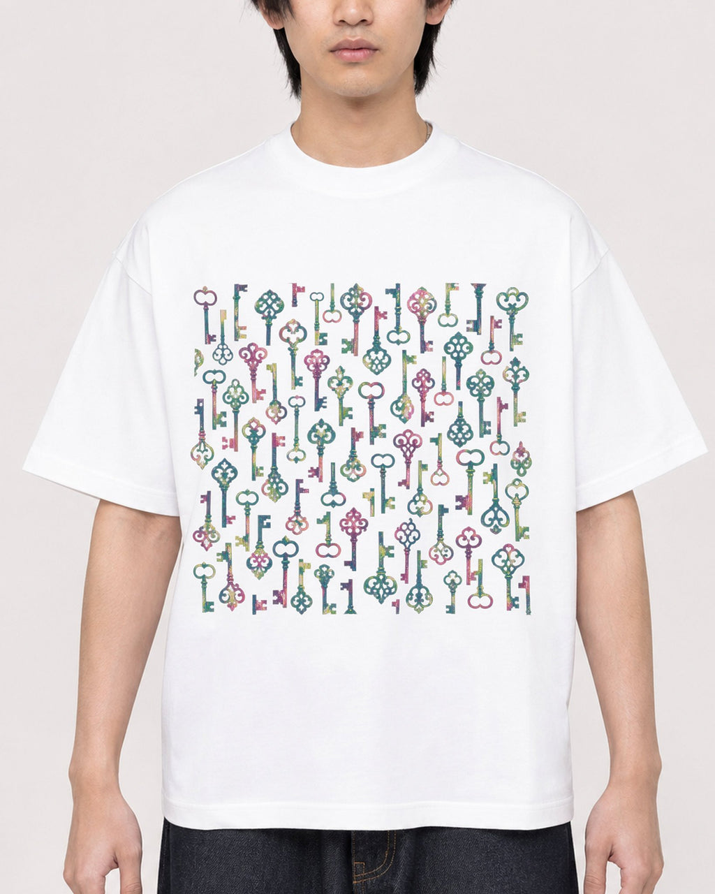 Mockup Boxy Heavyweight Tee White male close-up 11