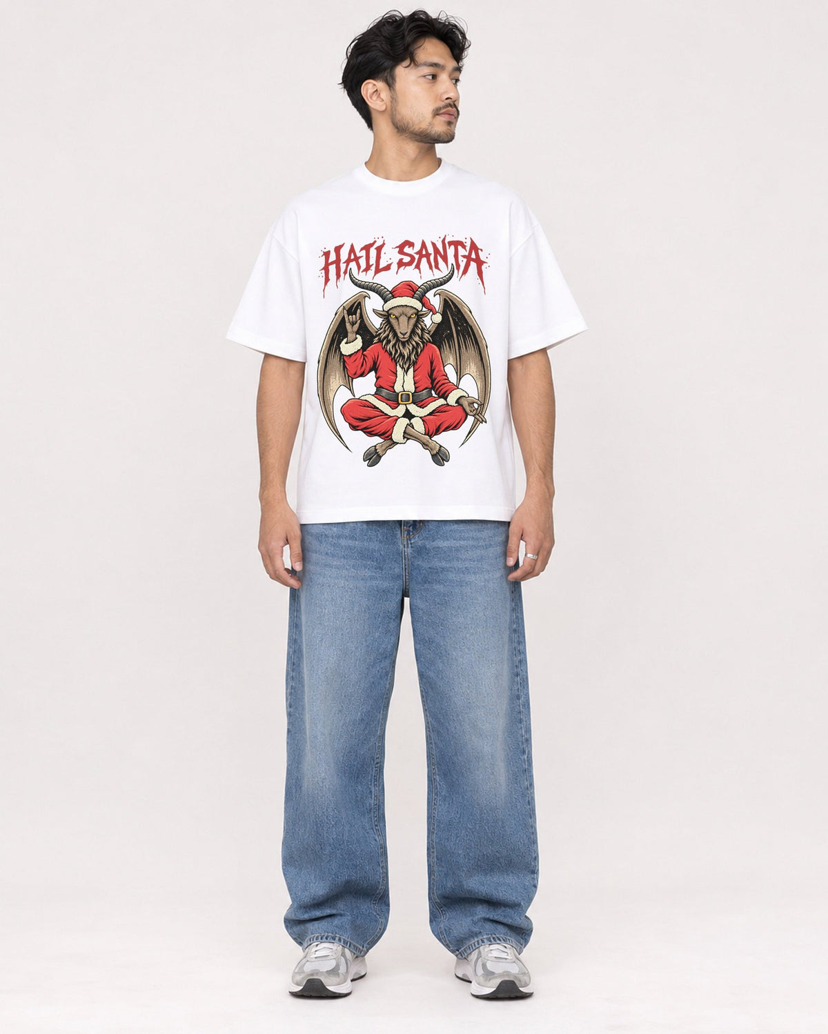 Mockup Boxy Heavyweight Tee White male full-body 02