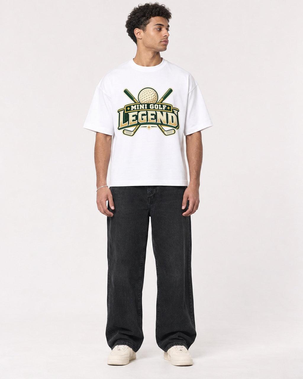 Mockup Boxy Heavyweight Tee White male full-body 10