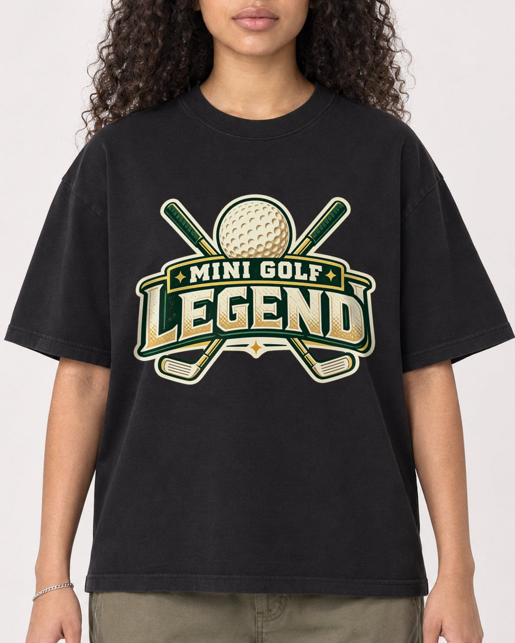 Mockup Boxy Heavyweight Tee Black female close-up 10