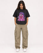 Mockup Boxy Heavyweight Tee Black female full-body 06