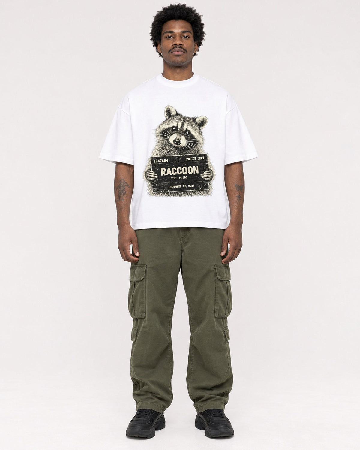 Mockup Boxy Heavyweight Tee White male full-body 24