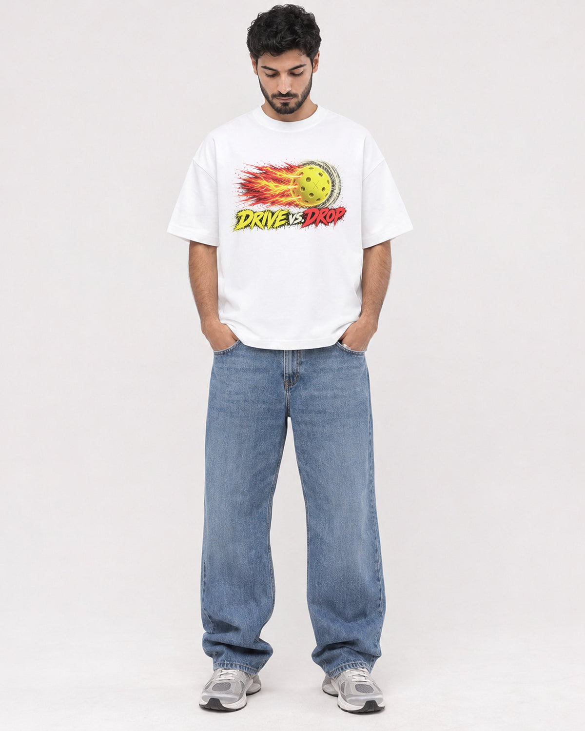 Mockup Boxy Heavyweight Tee White male full-body 07